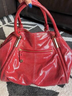Red Patent Satchel Handbag
